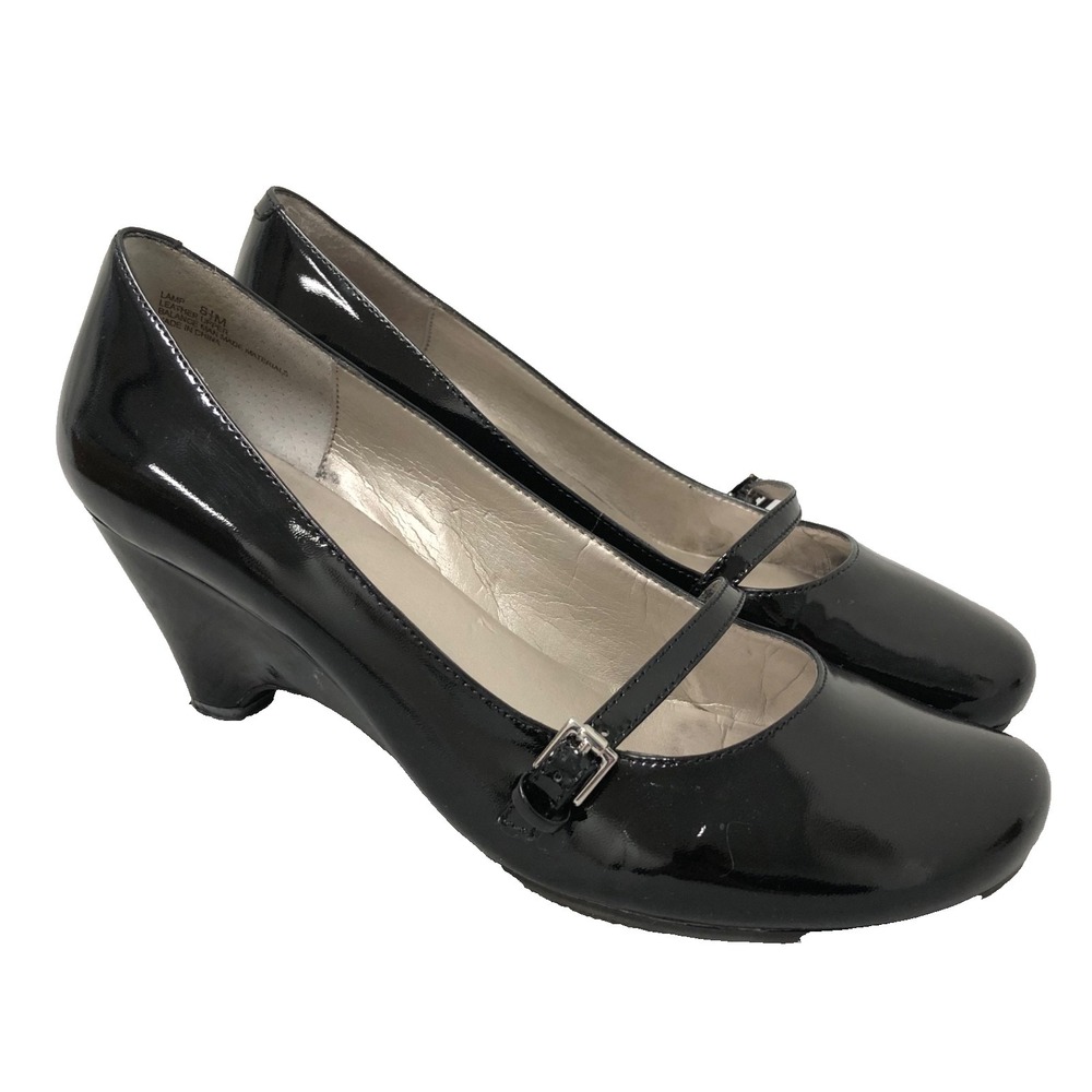 Me‎ Too Mary Jane Patent Leather Heels Womens 8.5 Black Strap Classic Teacher
